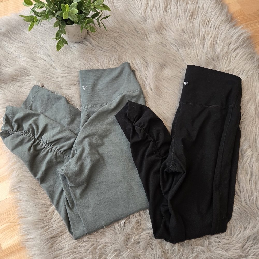 Old Navy Womens Ruched Seam Detail Leggings Set Of 2